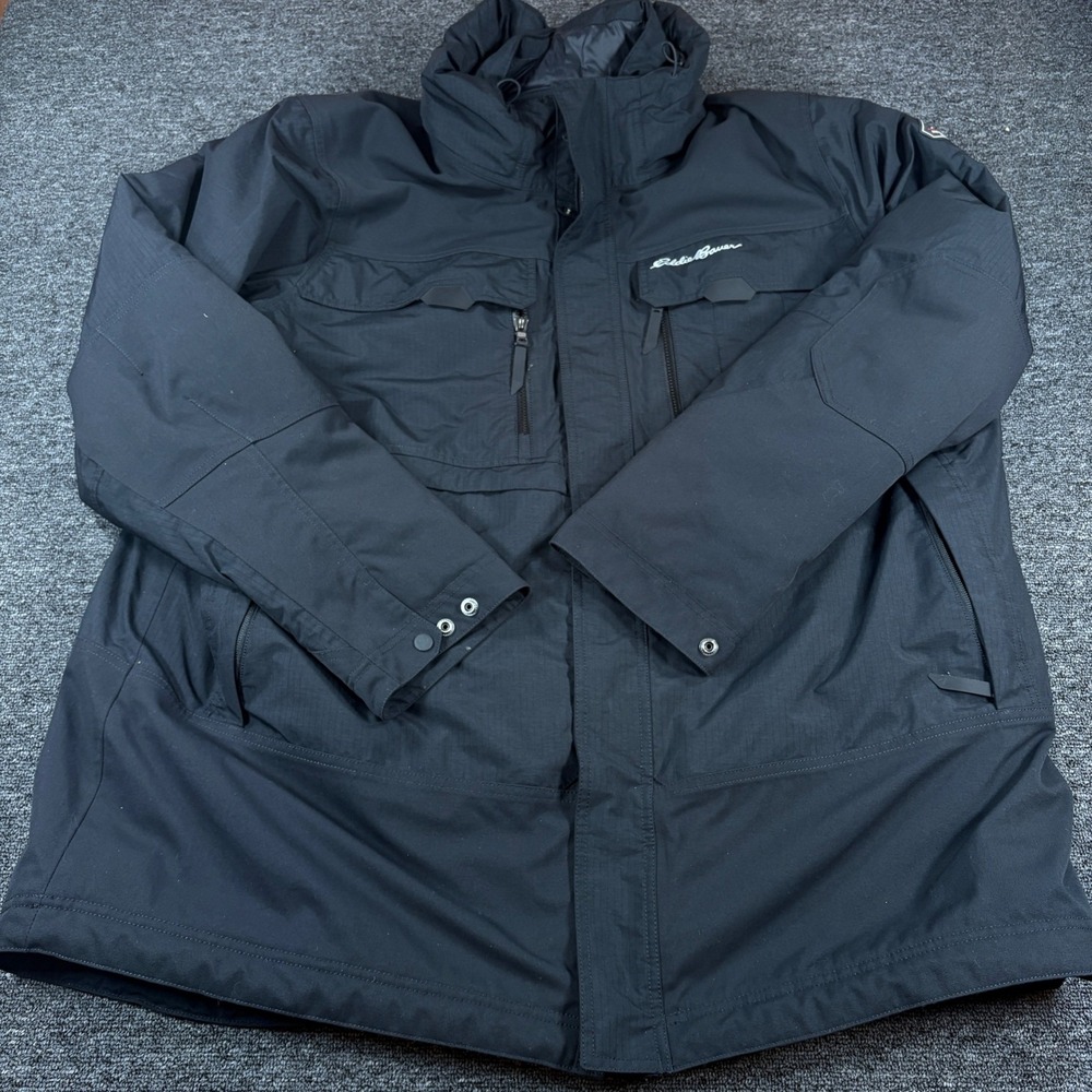 Eddie Bauer Mountain Ops Jacket Mens XL Black WeatherEdge Plus Parka Coat